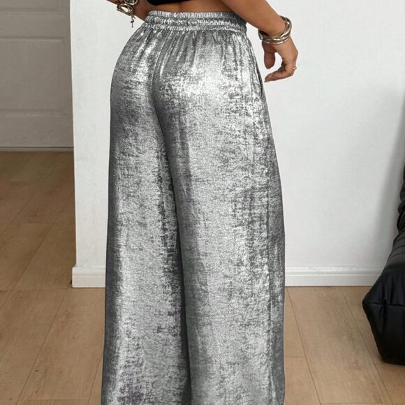 Silver Women's wide legged loose fit Pants - Picture 8 of 8
